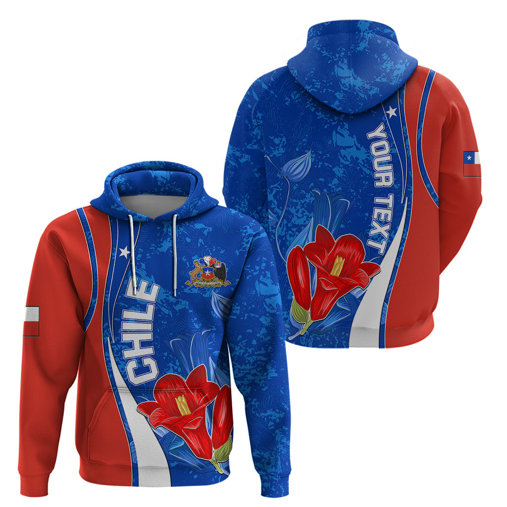 Custom Chile Hoodie Copihue With Flag