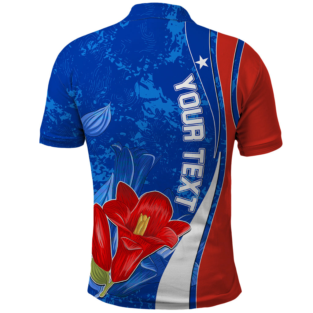 Custom Chile Polo Shirt Copihue With Flag