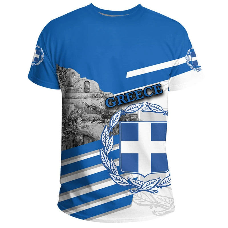 Greece T Shirt Greece Coat Of Arms Blue Unisex Printed Shirt
