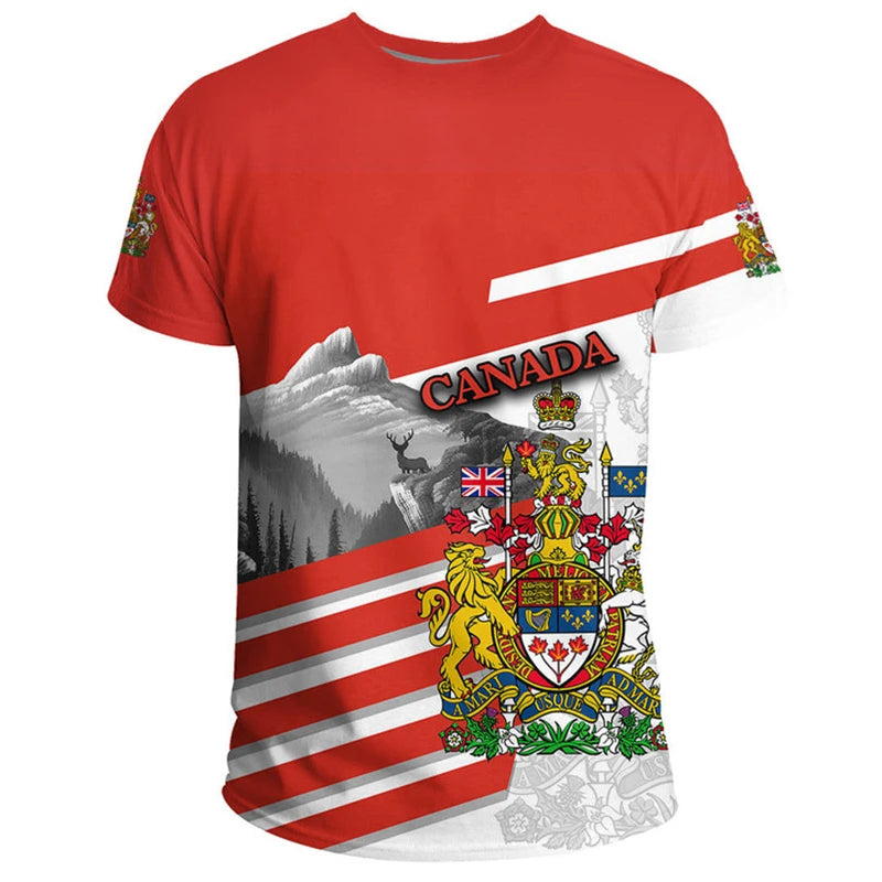 Canada Coat Of Arms T Shirt Canada Flag Maple Leaf Red Shirt