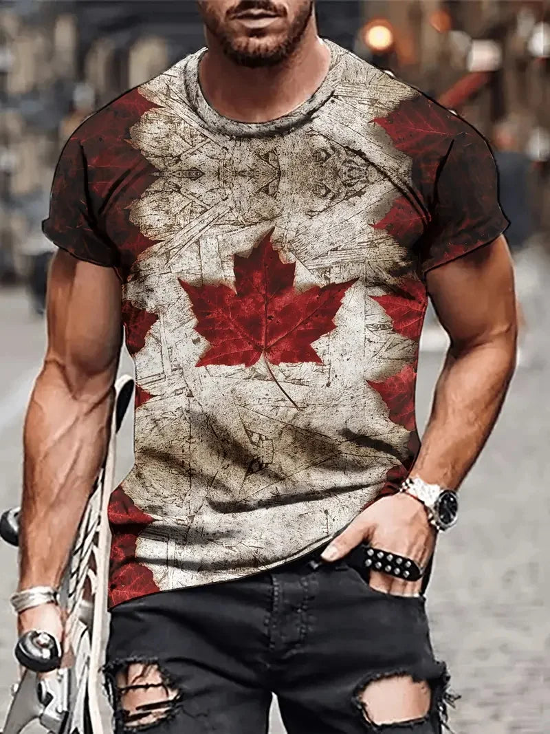 Vintage Canada Flag T Shirt Canada Retro Maple Leaf Red Shirt