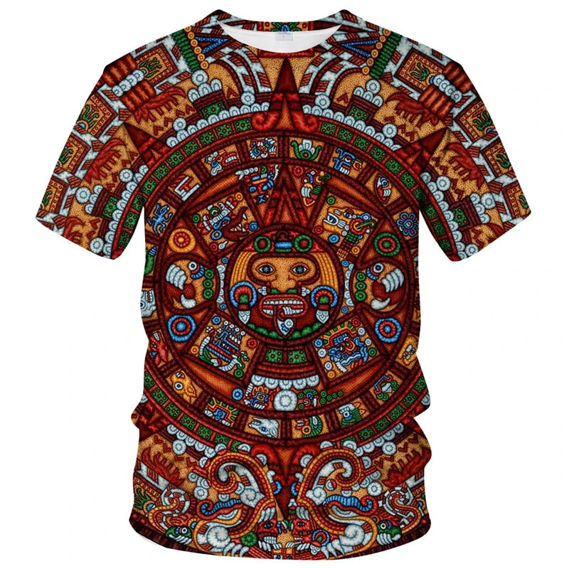 Vintage Mexico Aztec Totem T Shirt Mayan Culture Unisex Printed Shirt