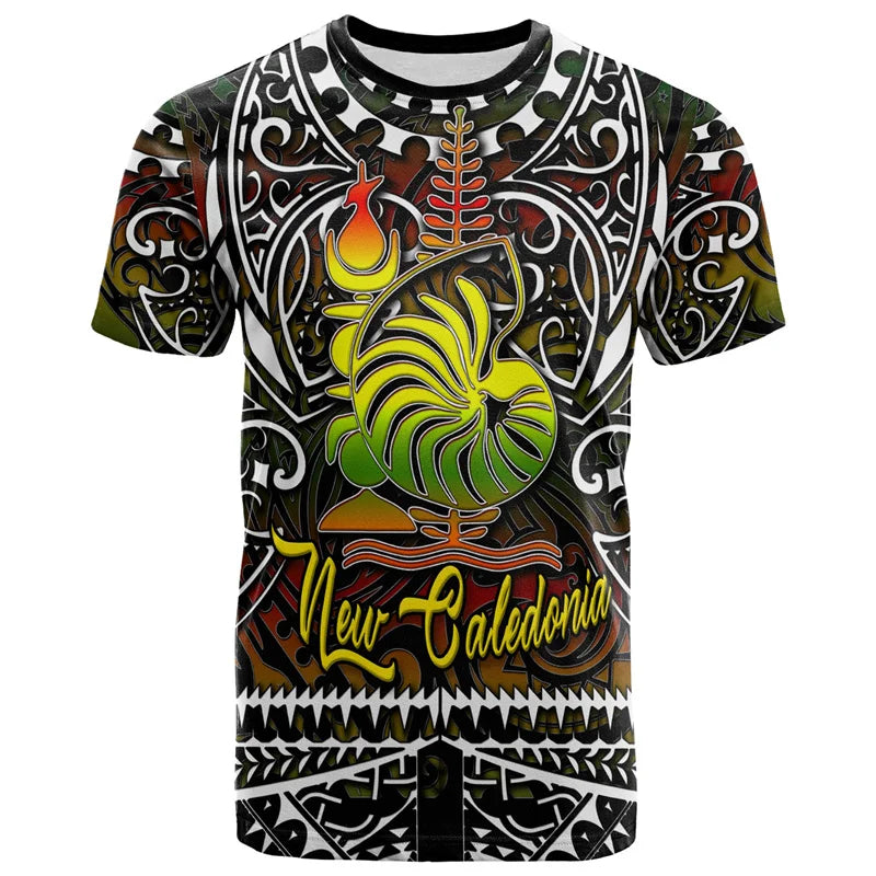New Caledonia T Shirt New Caledonia Polynesian Tribal Patterns Tropical Shirt