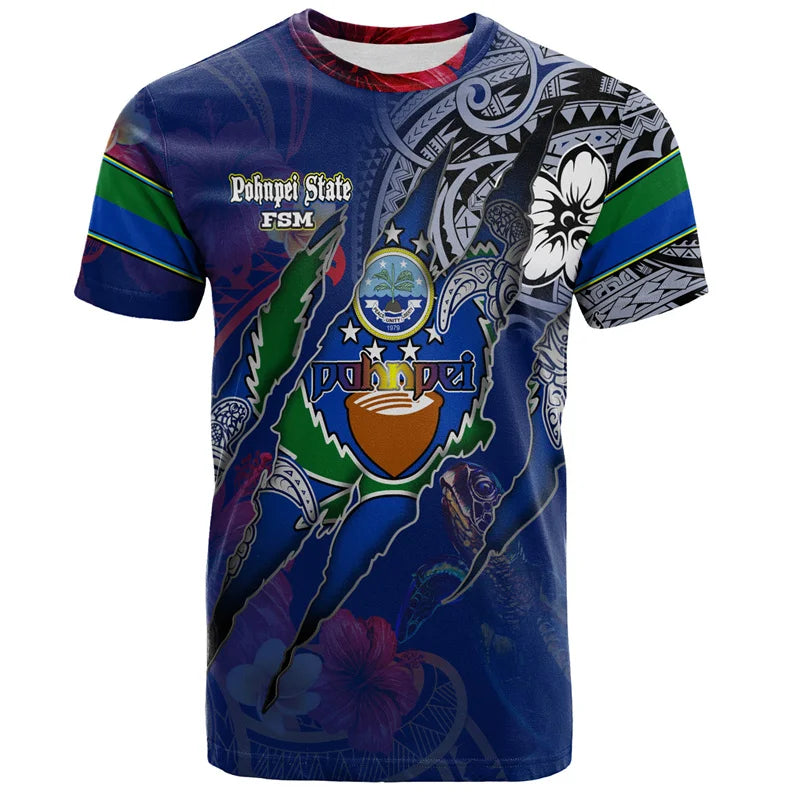 Pohnpei FSM Micronesia T - Shirt - Island Flowers Polynesian Tribal Patterns Shirt