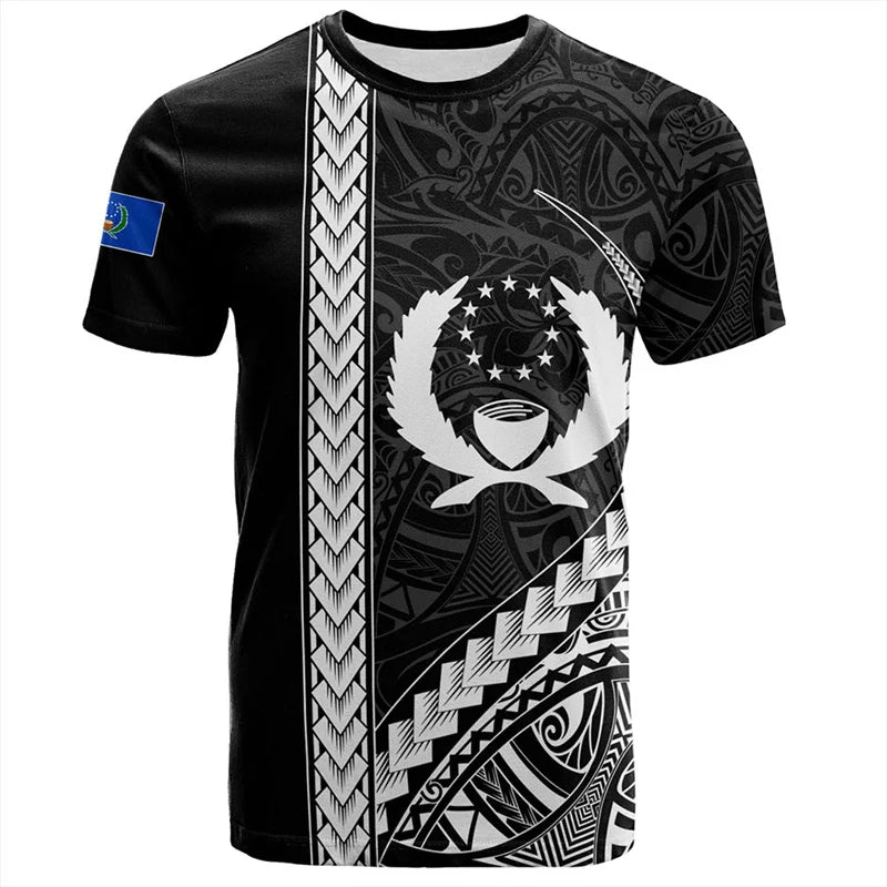 Pohnpei Coat Of Arms Micronesia T - Shirt - Island Polynesian Tribal Patterns Black Shirt