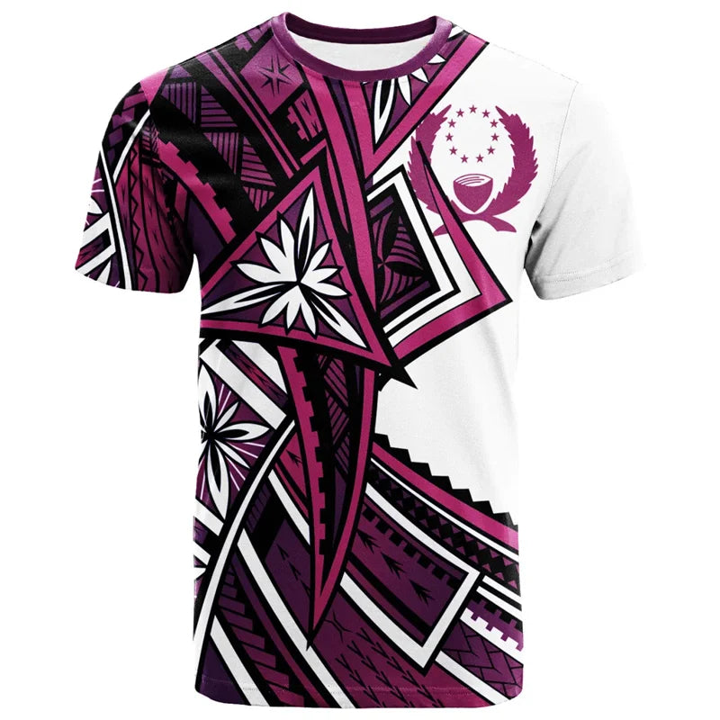 Pohnpei Micronesia Coat Of Arms T - Shirt - Island Polynesian Tribal Patterns Purple Shirt