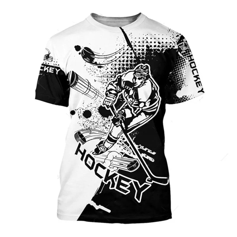 Canada Hockey Sports T-shirt Ice Hockey Unisex White Short Sleeved T-Shirt