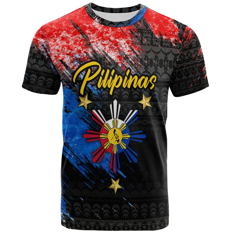 Pilipinas Polynesian Tribal Pattern Shirt Pride Filipinos Unisex Printed T Shirt