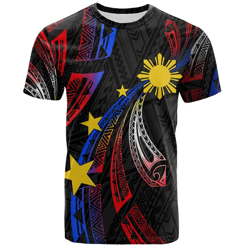 Philippines Shirt Filipinos Emblem T Shirt Philippines Tribal Styles Unisex Short Sleeve Shirt