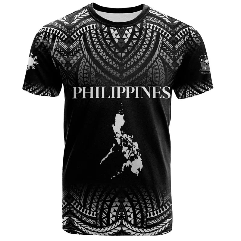 Philippines Shirt Filipinos Emblem T Shirt Philippines Tribal Styles Unisex Black Short Sleeve Shirt