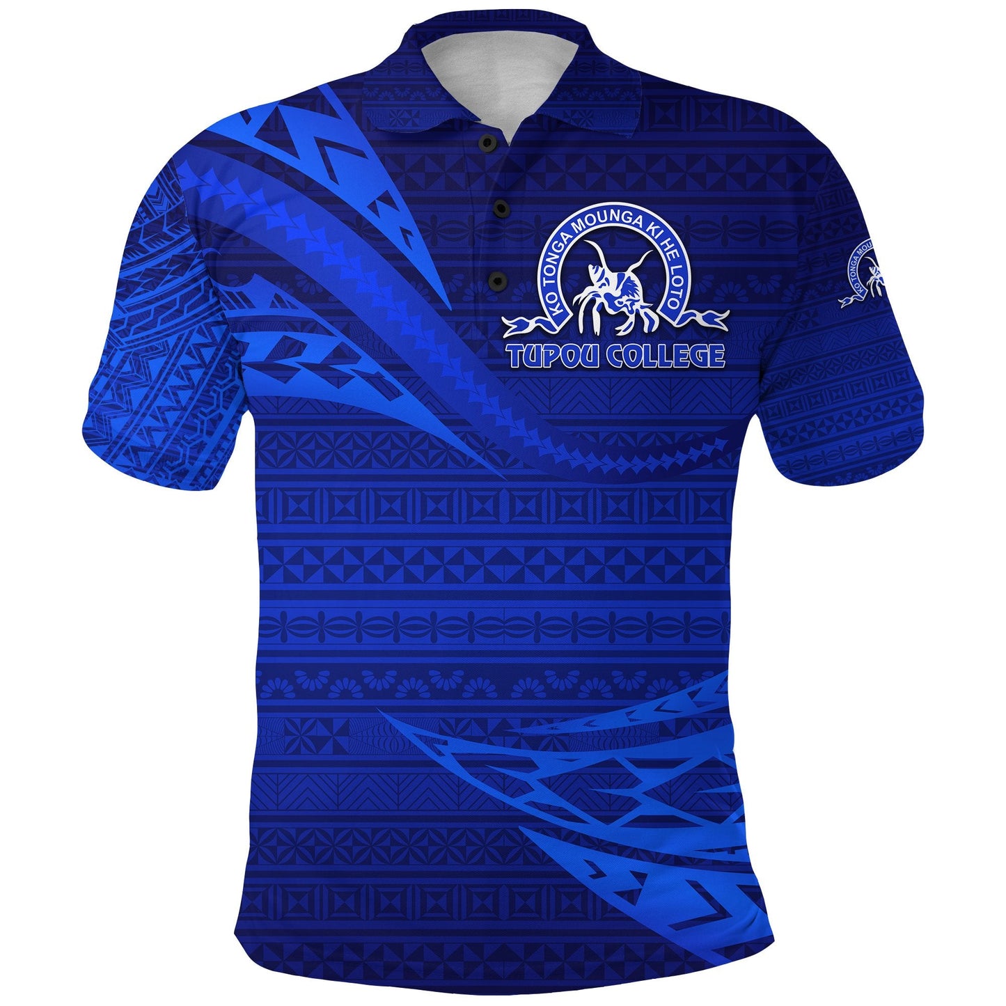 Custom Personalised Kolisi Ko Tupou College Tonga Polo Shirt Unique Version - Full Blue