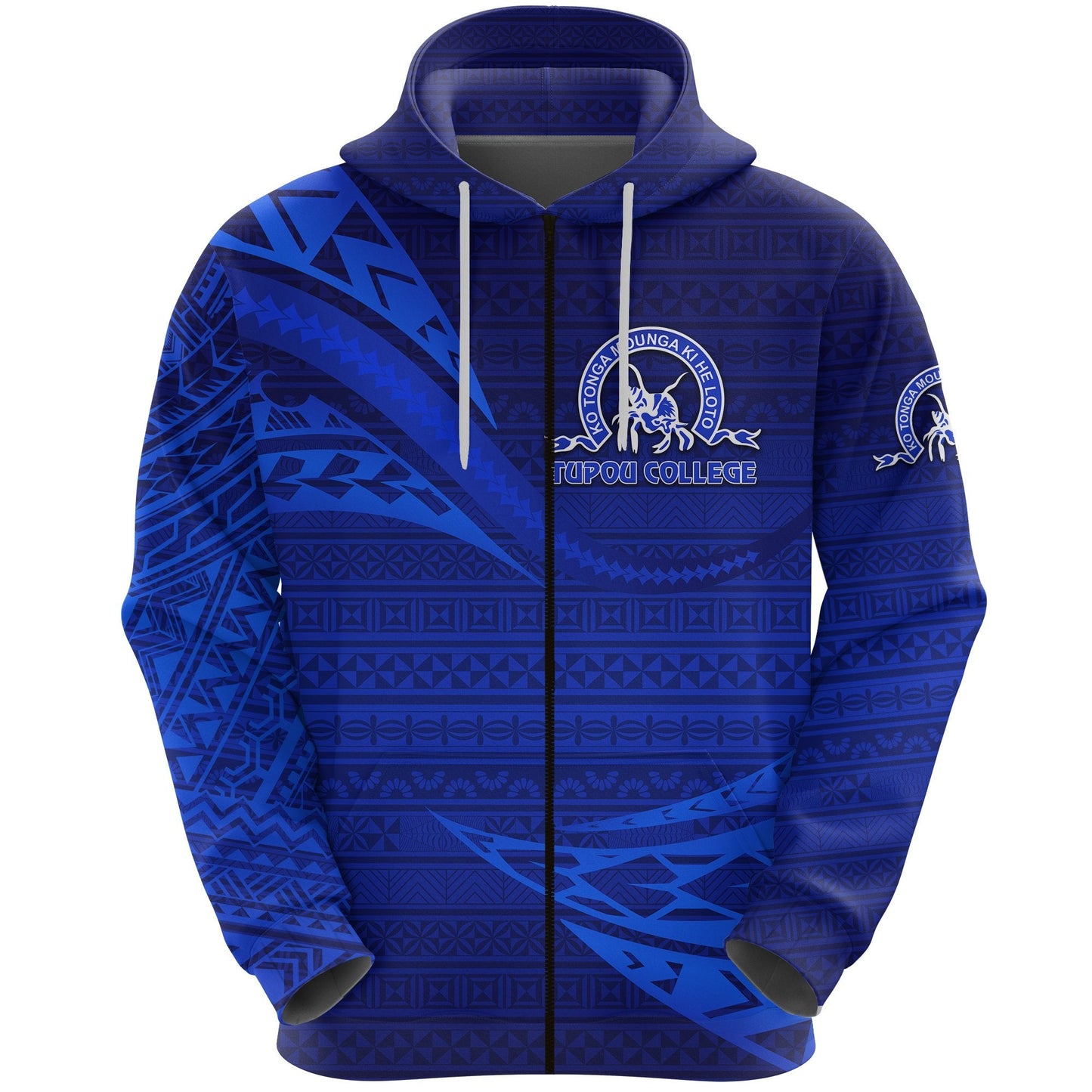 Custom Text Kolisi Ko Tupou College Tonga Zip Hoodie Personalised Unique Version Full Blue Hoodie