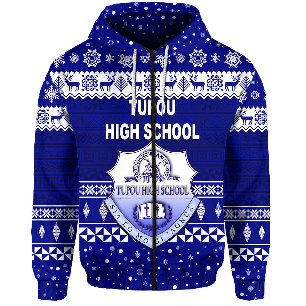 Tupou High School Christmas Zip Hoodie Simple Style