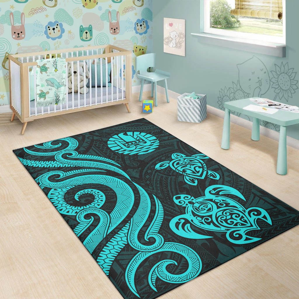 Tahiti Area Rug Turquoise Tentacle Turtle