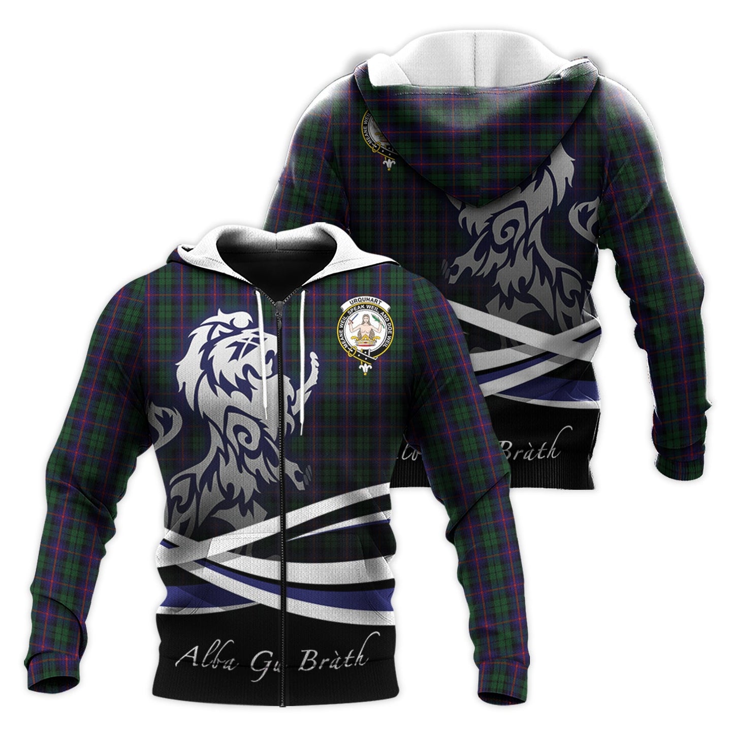 Printivon Urquhart Tartan Scottish Lion Hoodie