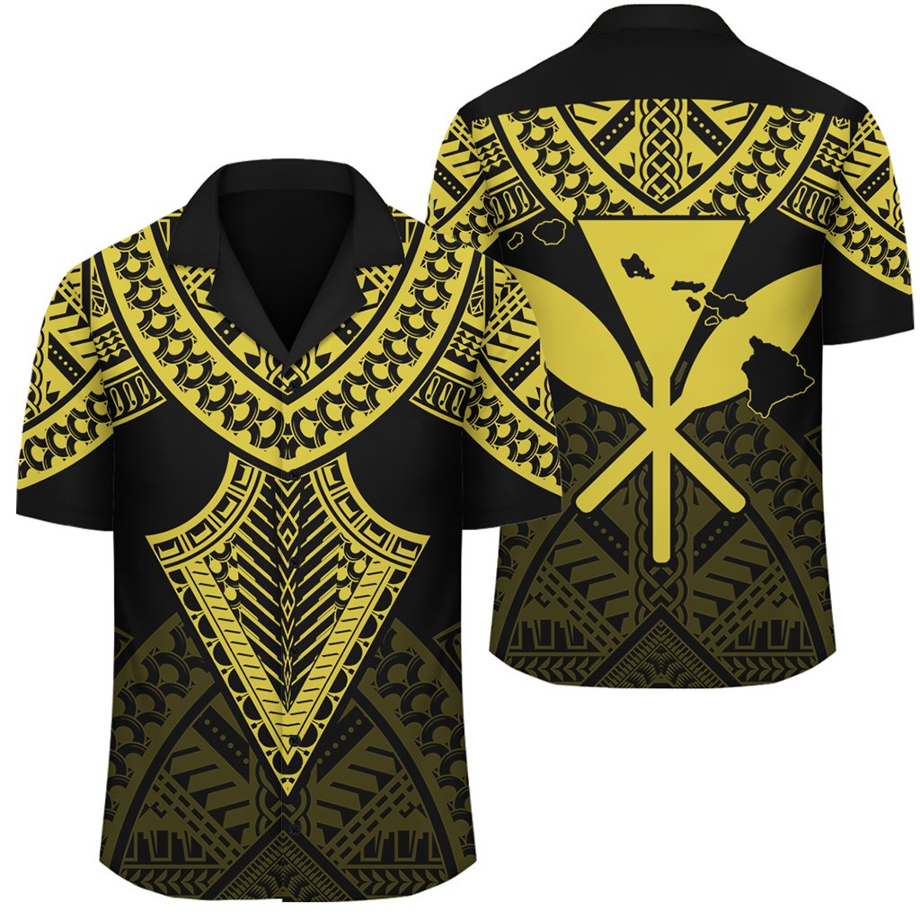 Hawaii Polynesian Limited Hawaiian Shirt - Tab Style Yellow - AH