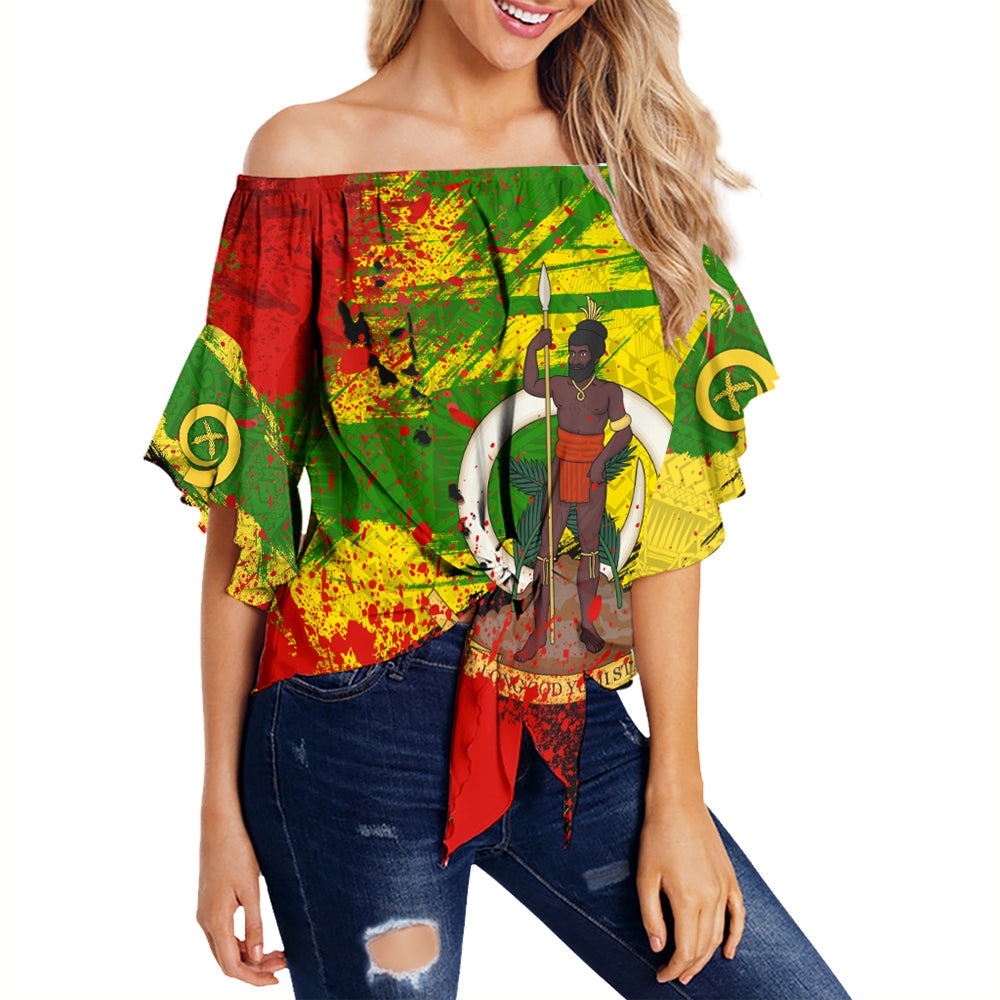 Vanuatu Independence Day Grunge Off Shoulder Wrap Waist Top