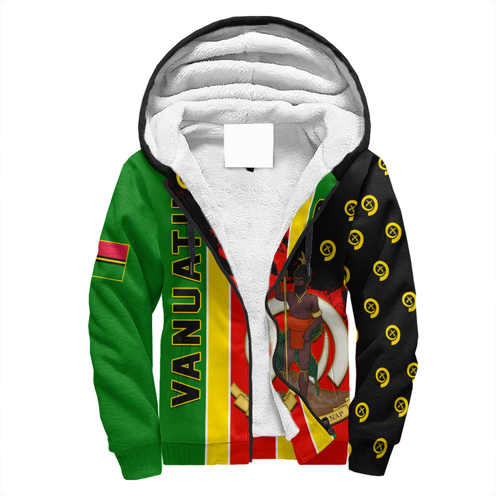 Vanuatu Flag Pattern Style Sherpa Hoodie