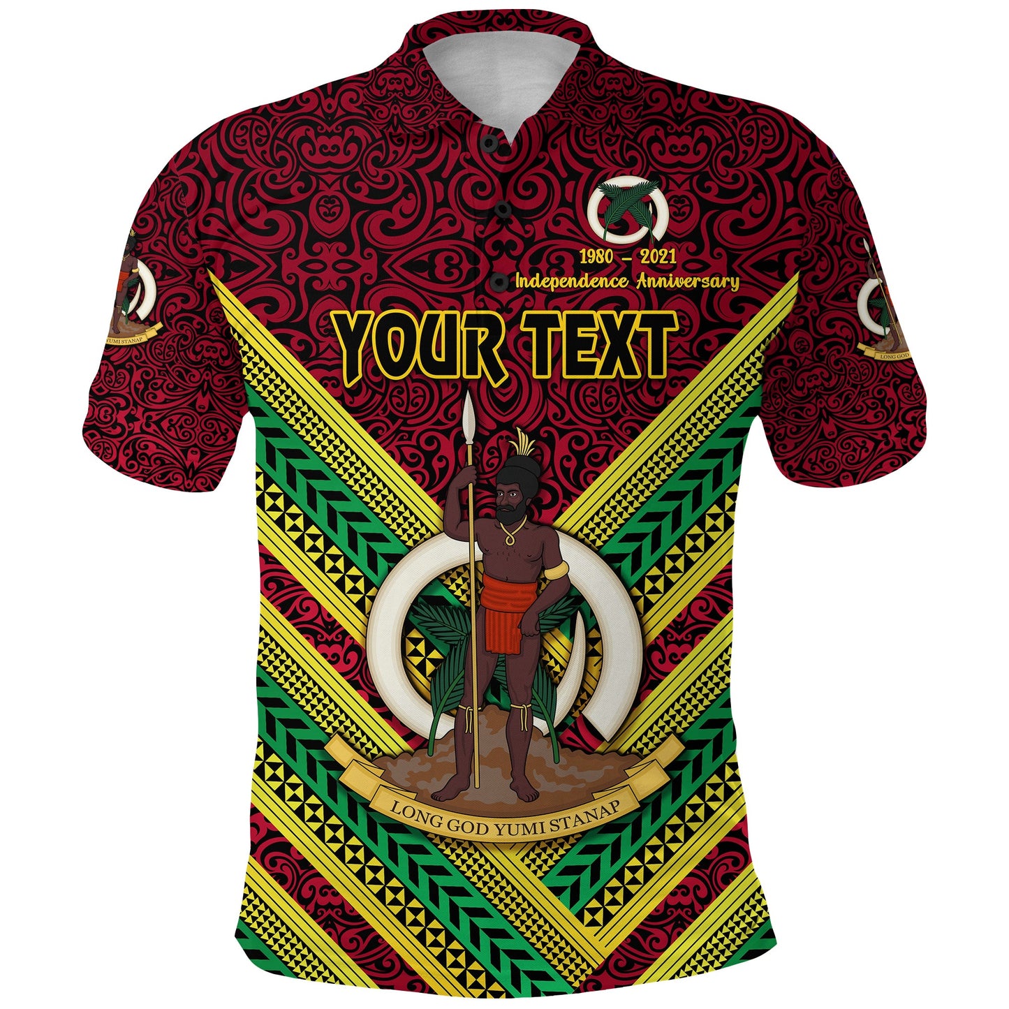 Custom Personalised Vanuatu Special Independence Anniversary Polo Shirt Creative Style - Red