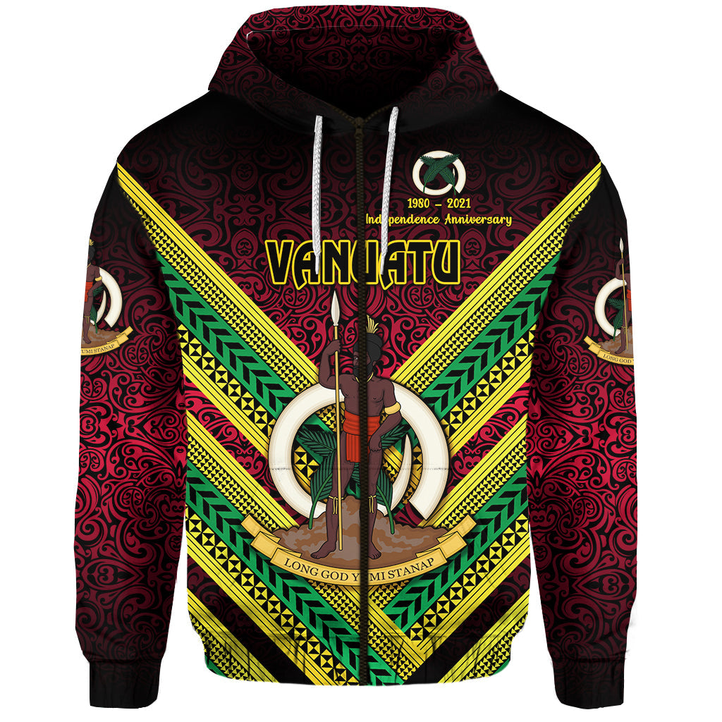 ( Personalised) Vanuatu Special Independence Anniversary Zip Hoodie Creative Style Gradient Red, Text And Number
