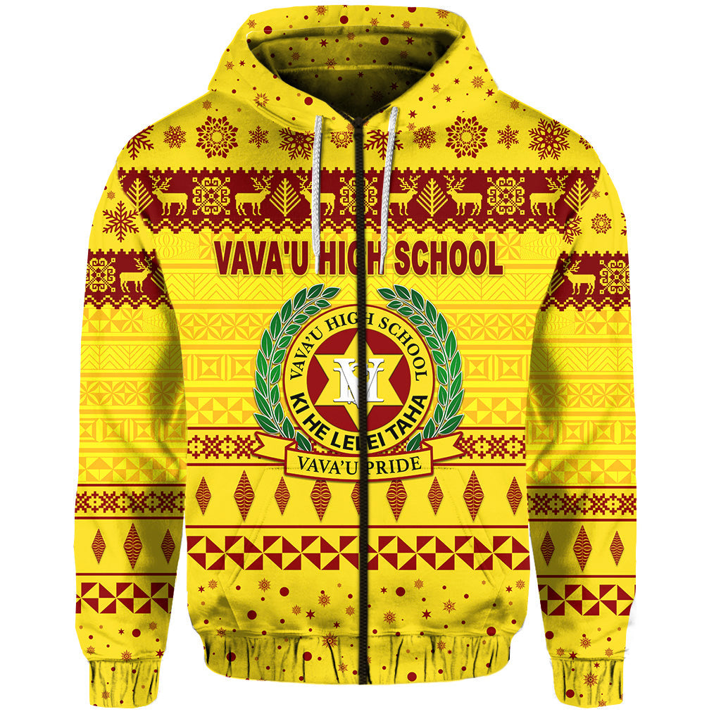 ( Personalised) Vava'u High School Christmas Zip Hoodie Simple Style Gold