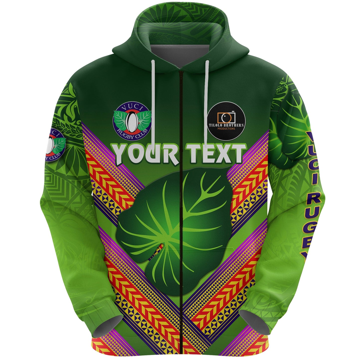 ( Personalised) Fiji Vuci Rugby Club Zip Hoodie Creative Style Green