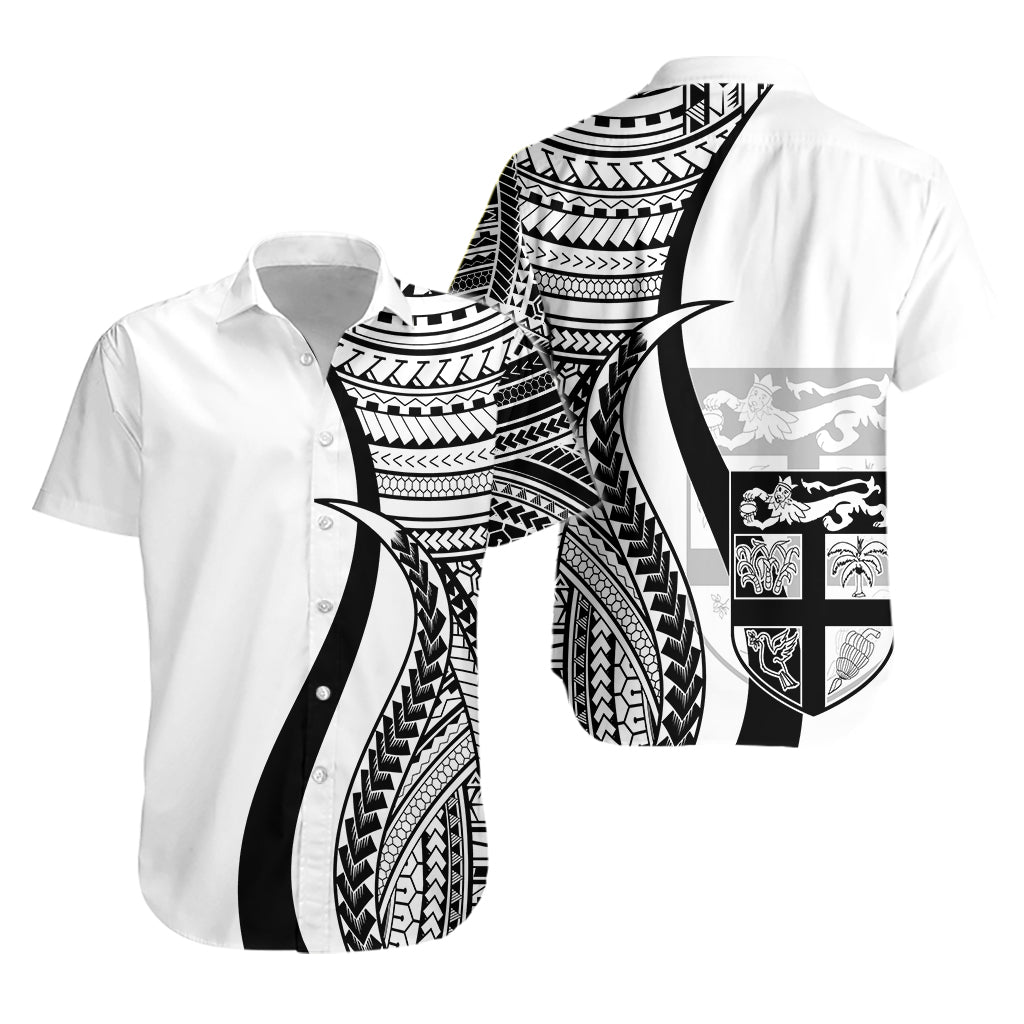 Fiji Short Sleeve Shirts - Black Polynesian Tentacle Tribal Pattern RLT7