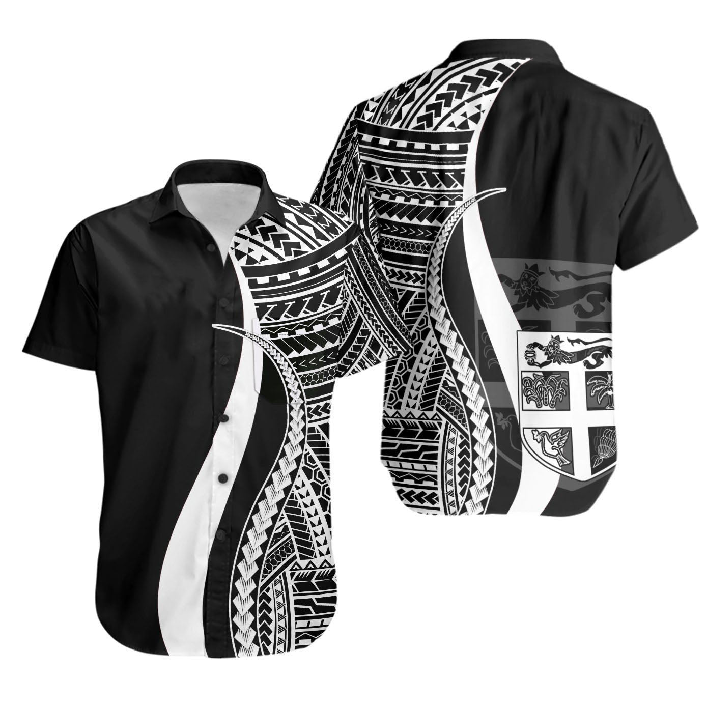 Fiji Short Sleeve Shirts - White Polynesian Tentacle Tribal Pattern Ver.2
