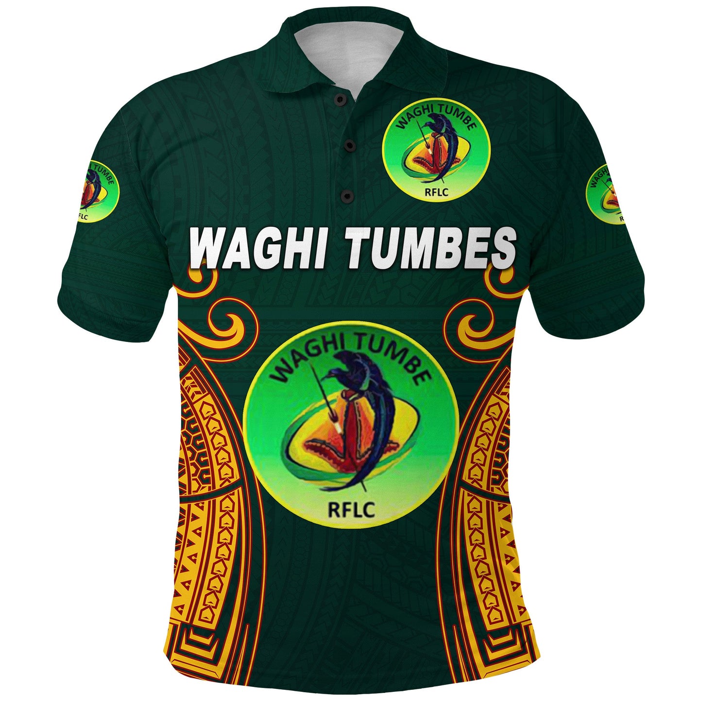 Custom Personalised Papua New Guinea Waghi Tumbes Polo Shirt Rugby - Green, Custom Text And Number