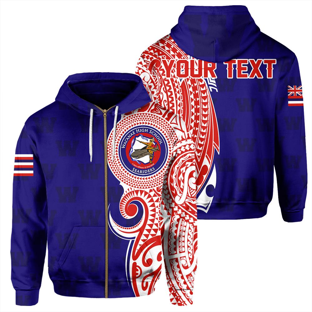 (Personalized) Hawaii Hoodie Waianae High Tribal Kakau Zip Hoodie AH