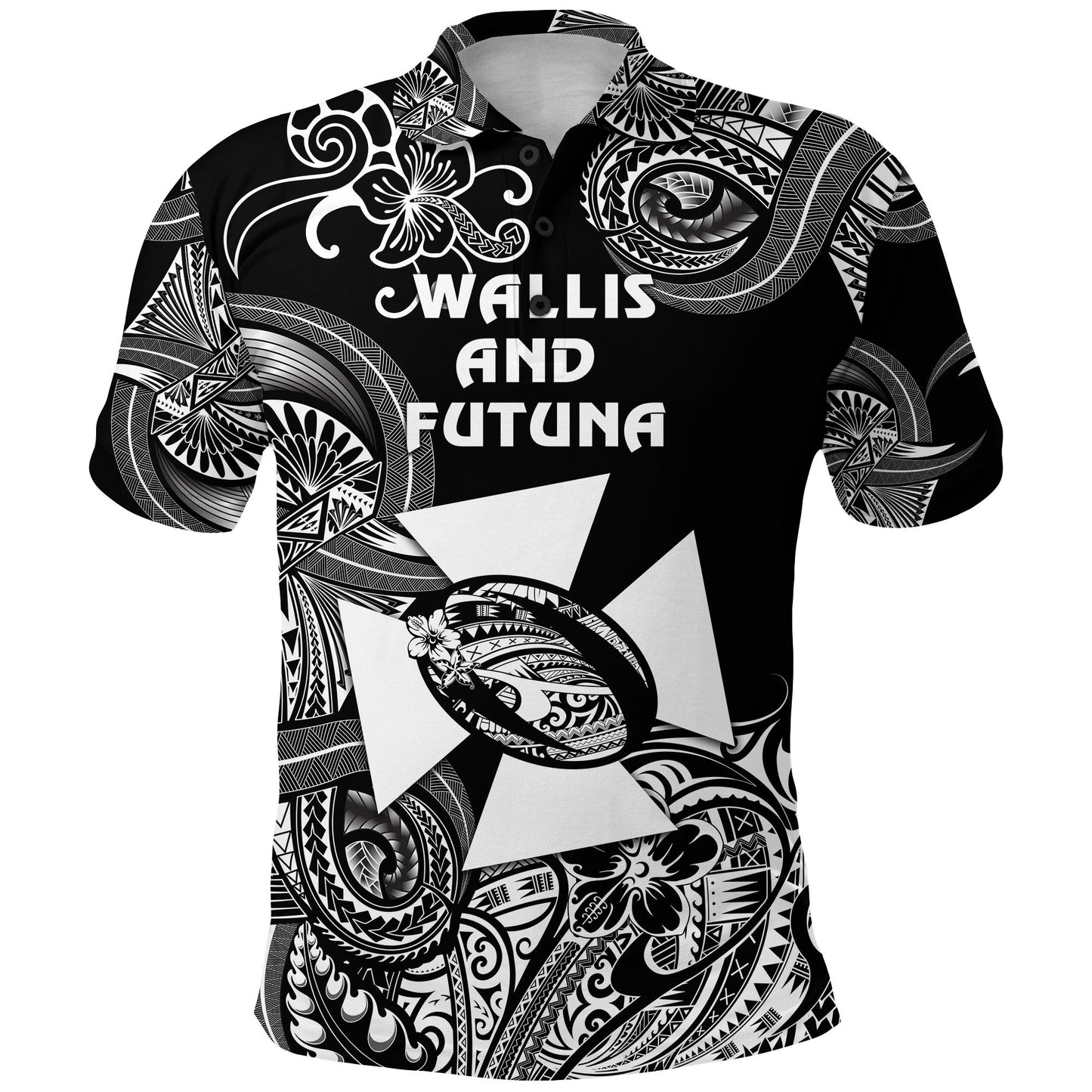 Wallis and Futuna Polynesian Polo Shirt Unique Style - Black