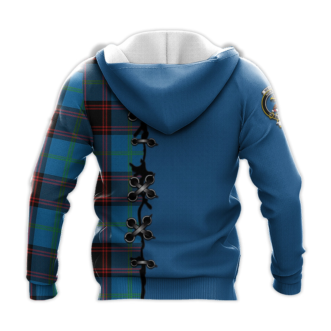 Printivon Wedderburn Tartan Hoodie Lion Rampant And Celtic Thistle Style
