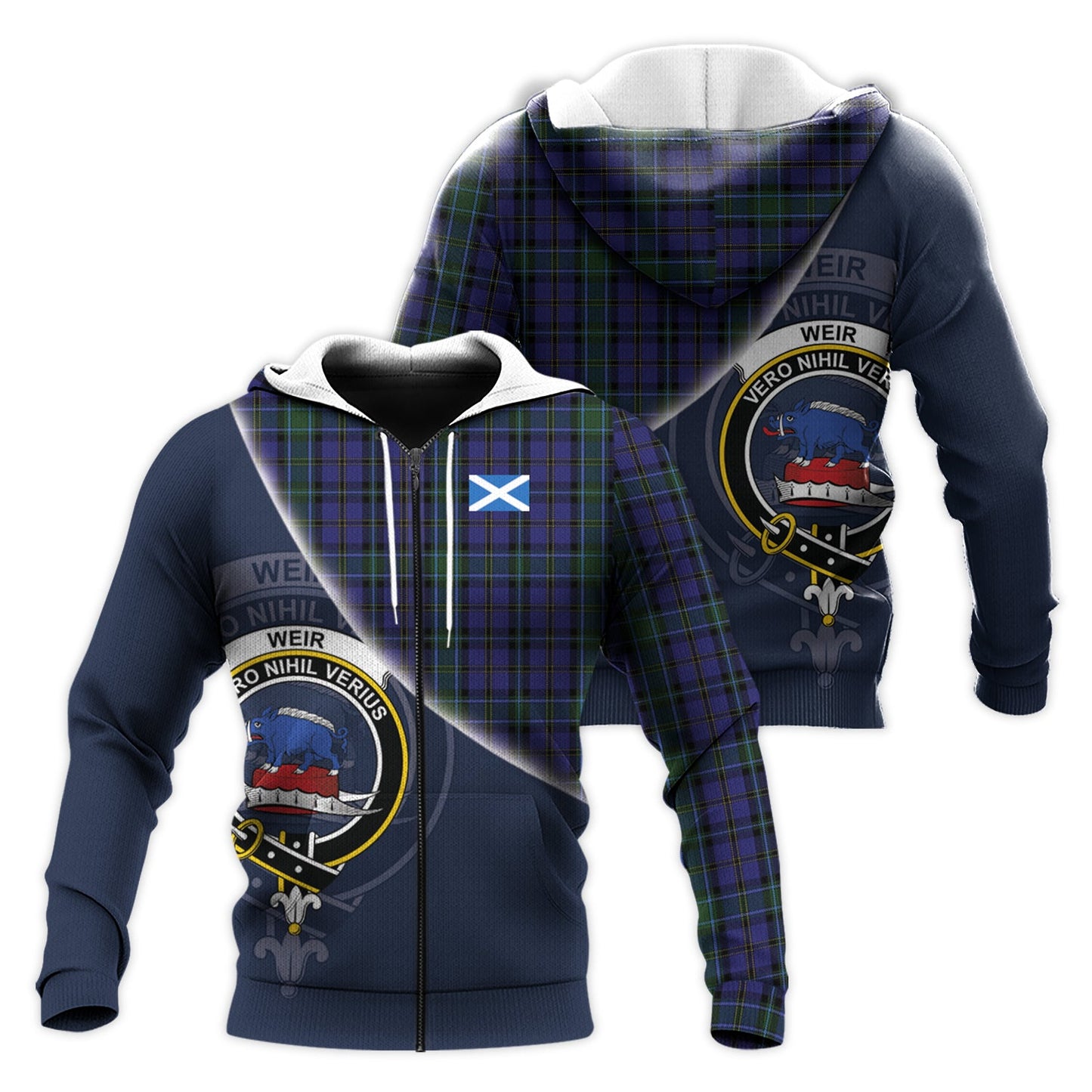 Printivon Weir Tartan Scottish Crest Hoodie