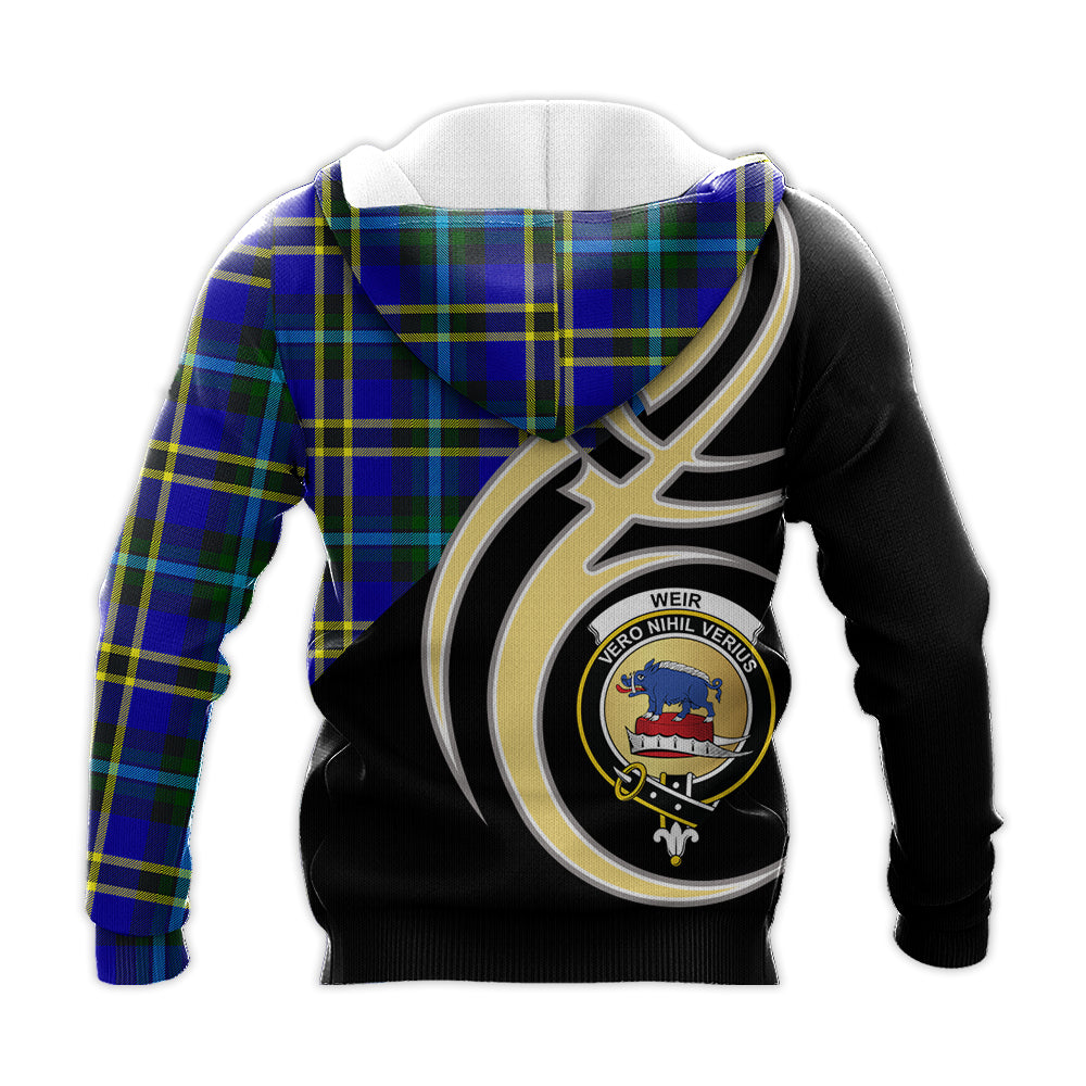 Printivon Weir Modern Clan Believe In Me Crest Tartan Knitted Hoodie Custom Your Text