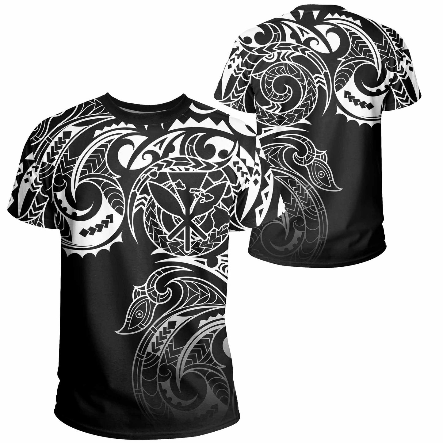 Hawaii Kanaka Polynesian Tribal T-Shirt Gradiant Style White