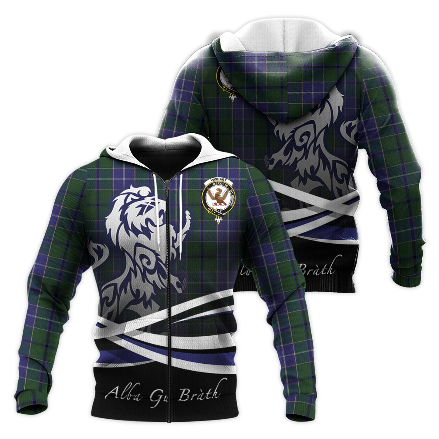 Printivon Wishart Hunting Tartan Scottish Lion Hoodie