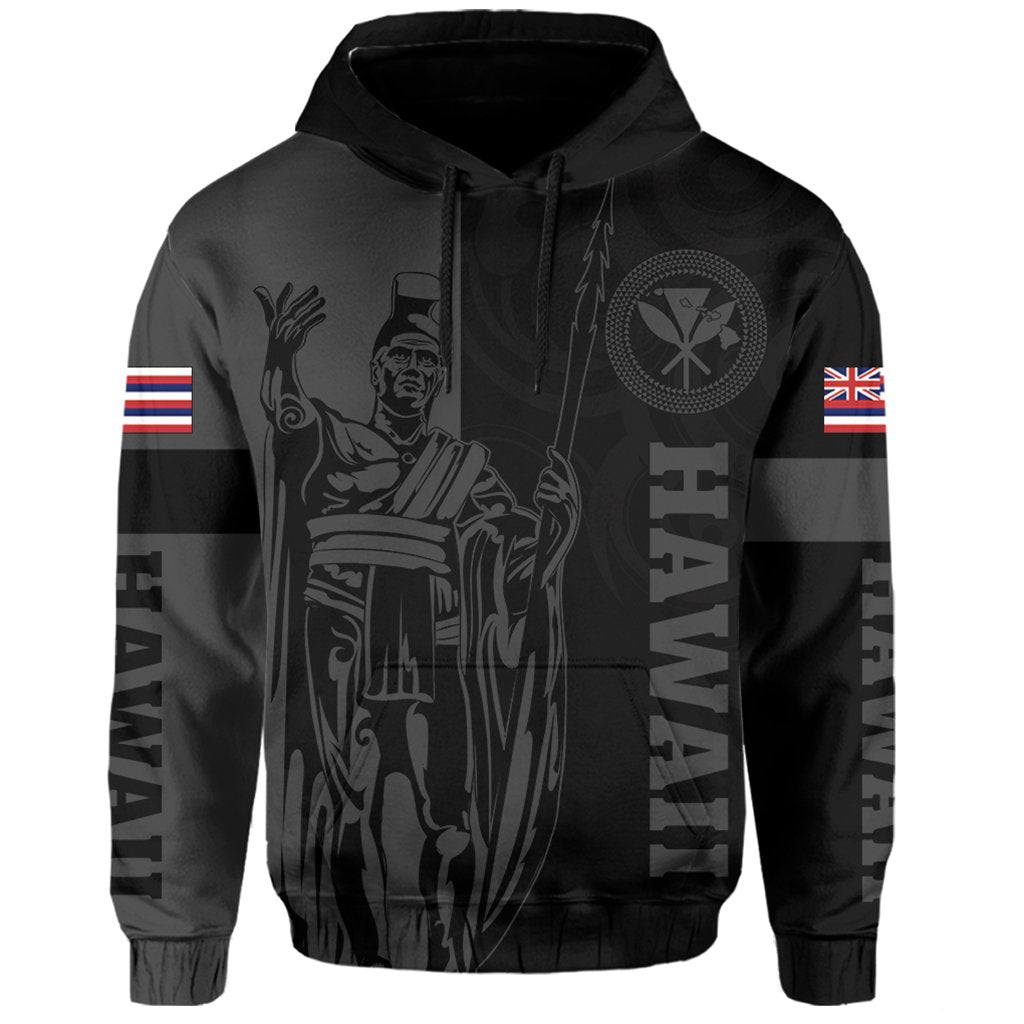 Hawaii King Polynesian Hoodie Lawla Style Gray AH