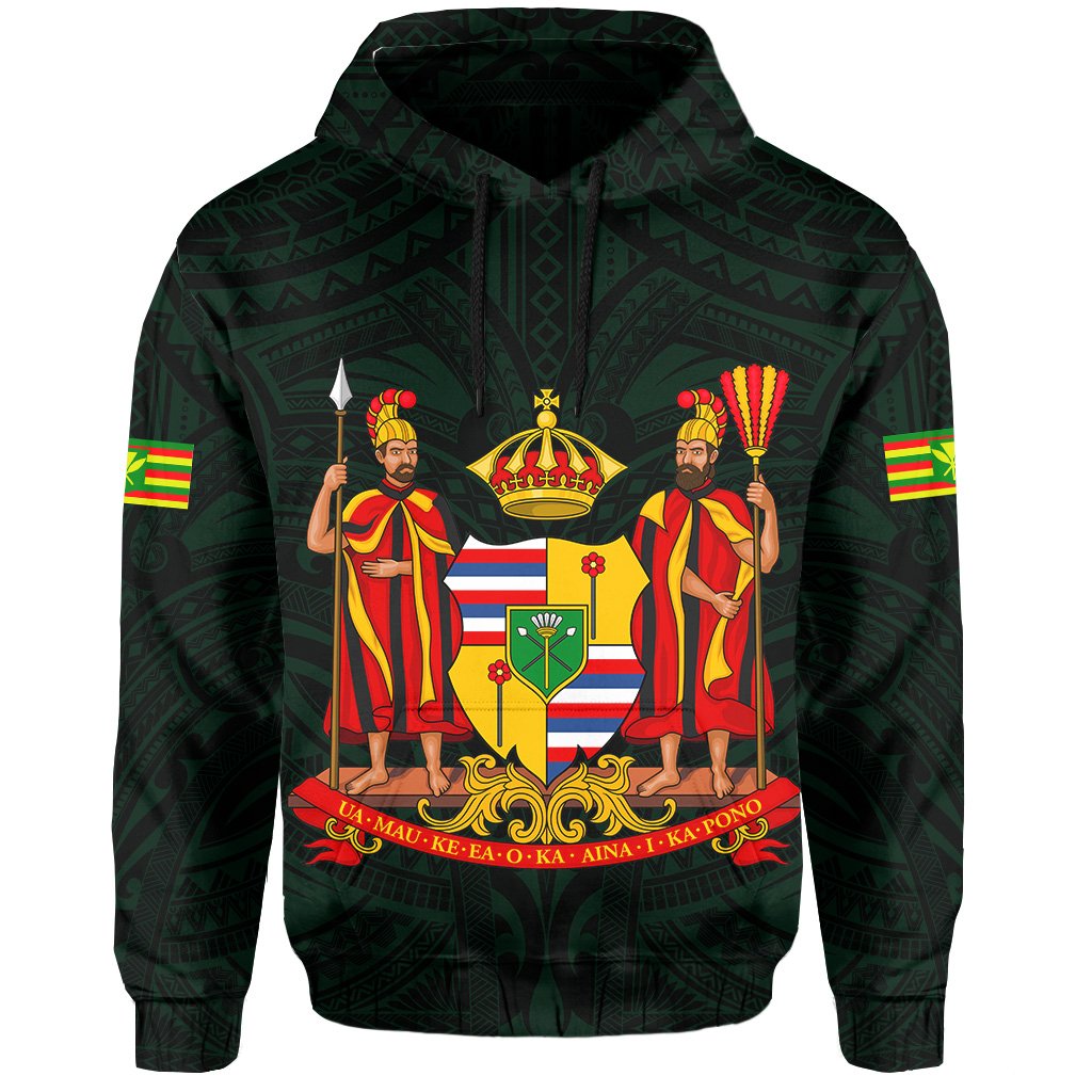 Polynesian Kanaka Maoli Royal Coat of Arms Hawaii Hoodie Green
