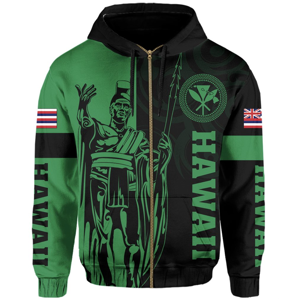 Hawaii King Polynesian Hoodie (Zip up) Lawla Style Green AH