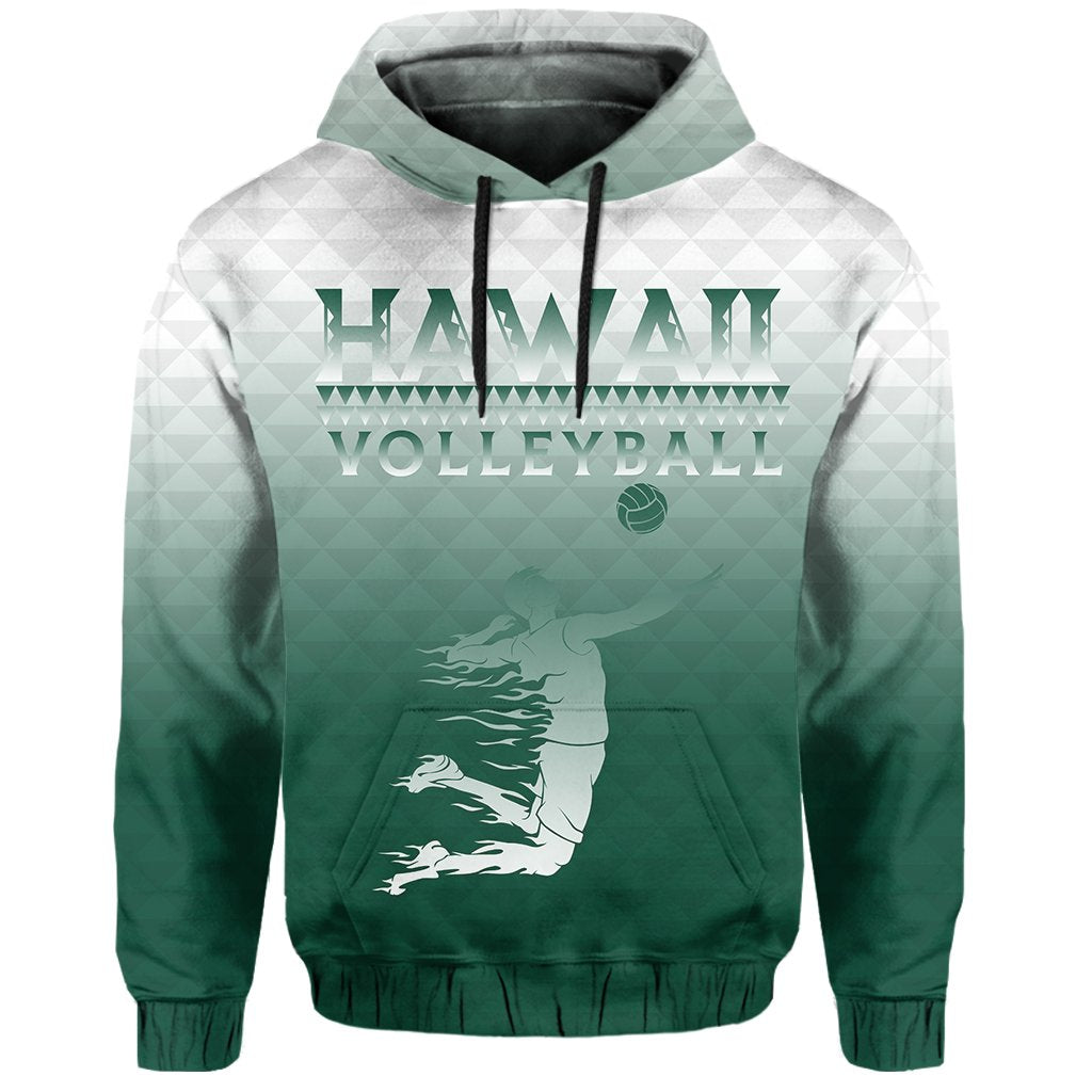 Volleyball Sport Kakau Hawaii Hoodie Green Mix