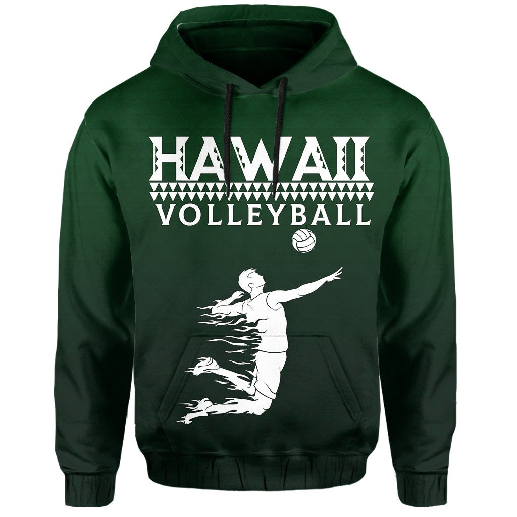 Volleyball Sport Kakau Hawaii Hoodie Green