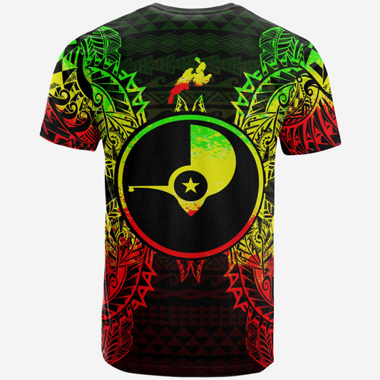 Yap All T-Shirt - Yap Flag Map Polynesian Tattoo Reggae