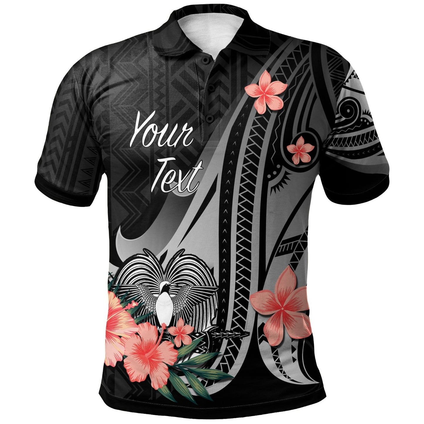 Papua New Guinea Personalised Custom Polo Shirt - Polynesian Hibiscus Pattern Style