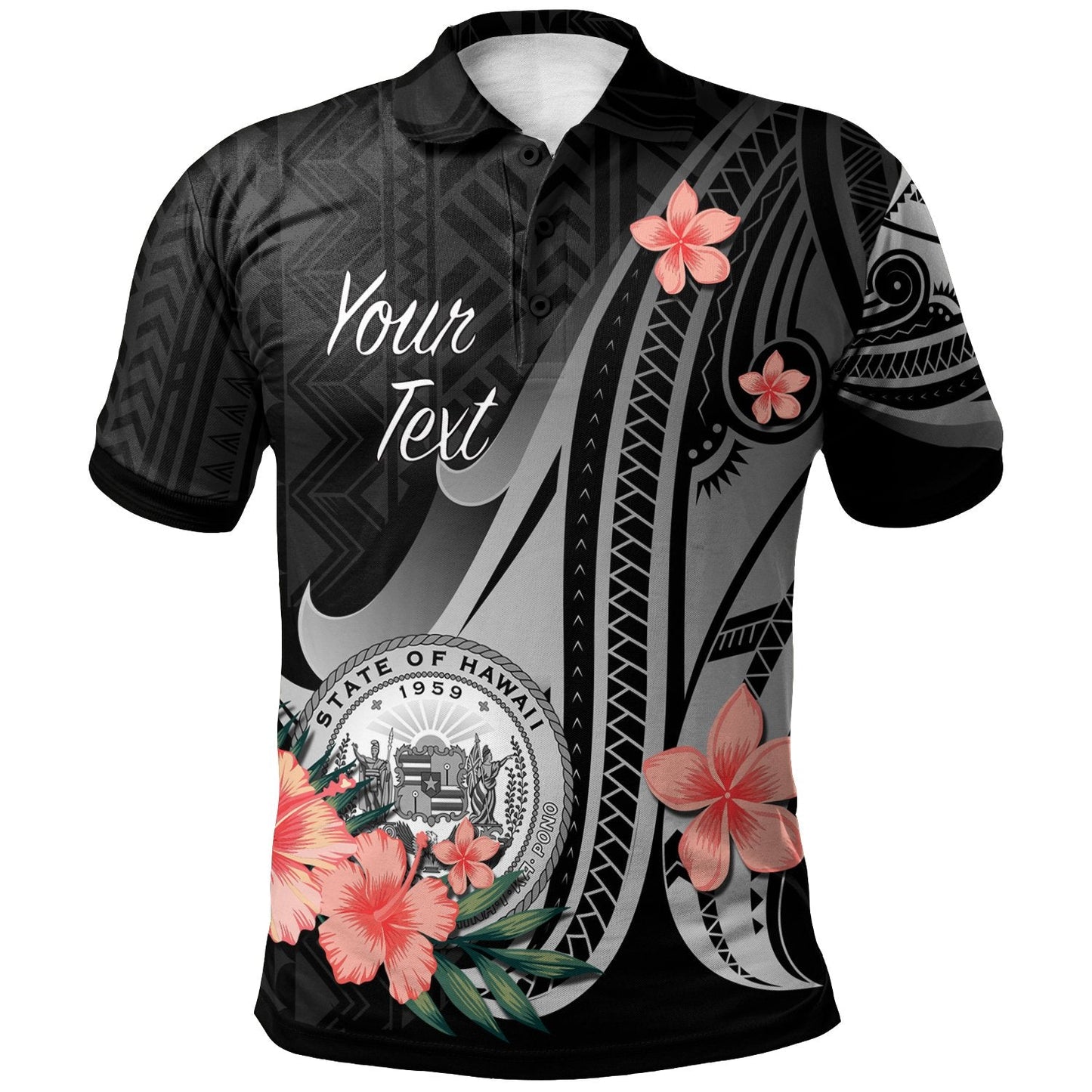 Hawaii Personalised Custom Polo Shirt - Polynesian Hibiscus Pattern Style
