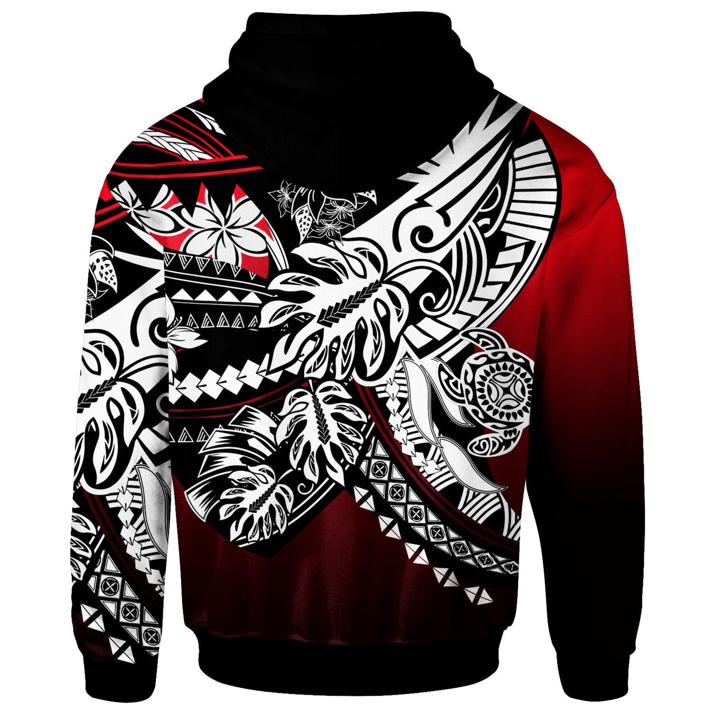 Cook Islands Zip Hoodie Tribal Jungle Pattern Red Color