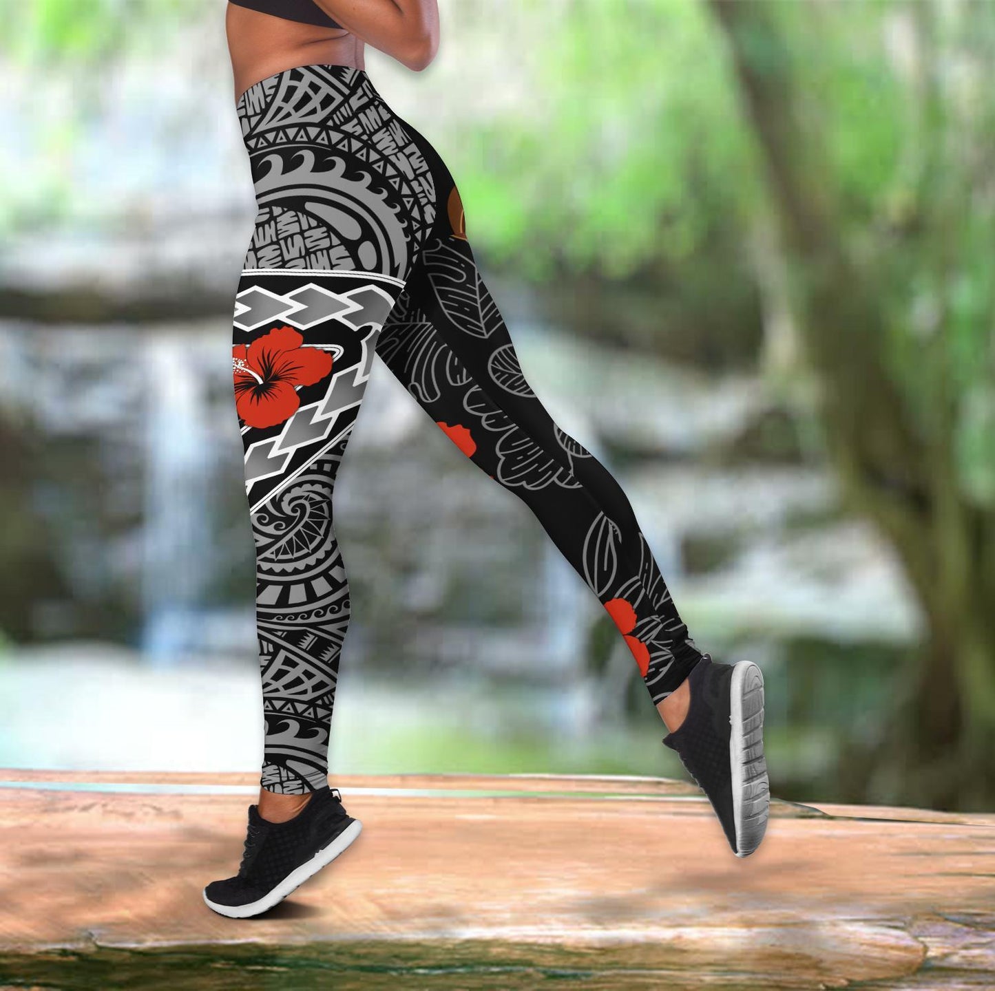 Polynesian Red Hibiscus Hawaii Leggings - AH