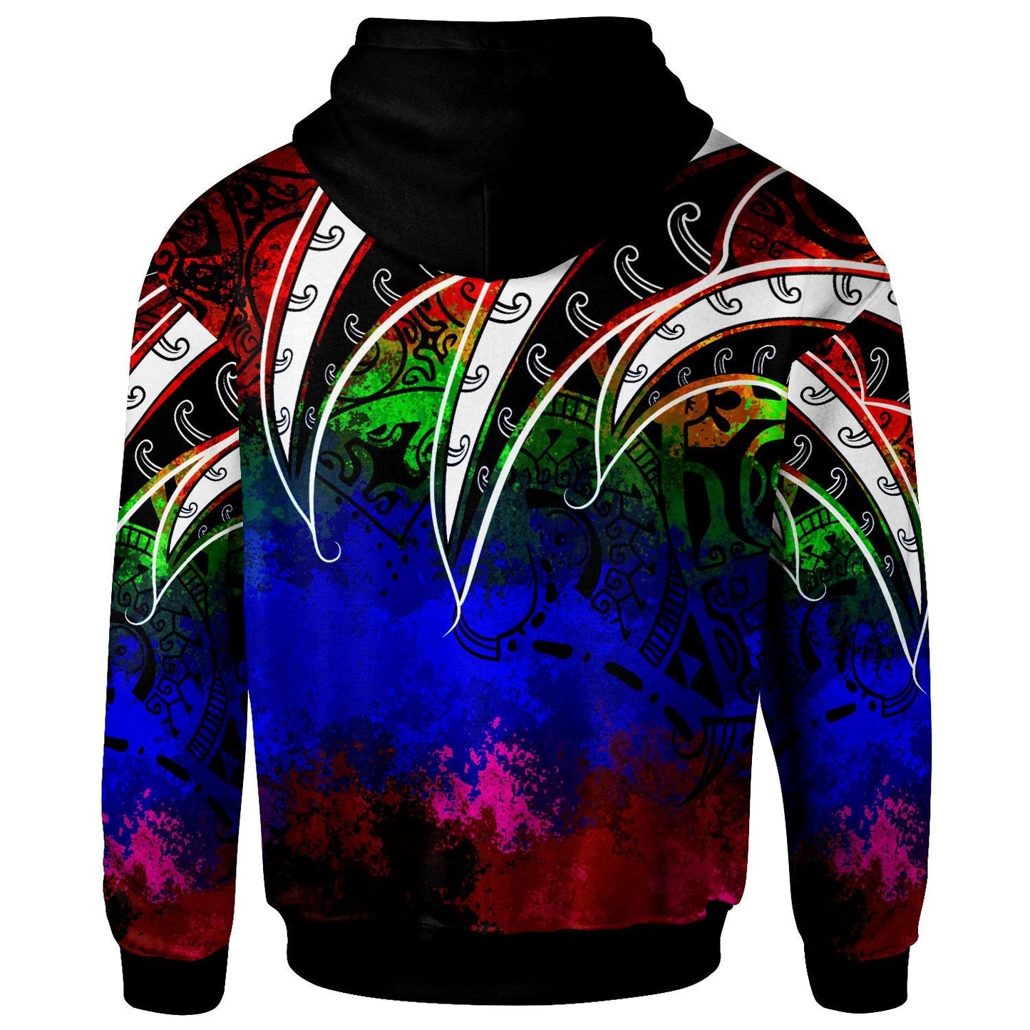 Tonga Zip Hoodie Tropical Leaf Rainbow Color