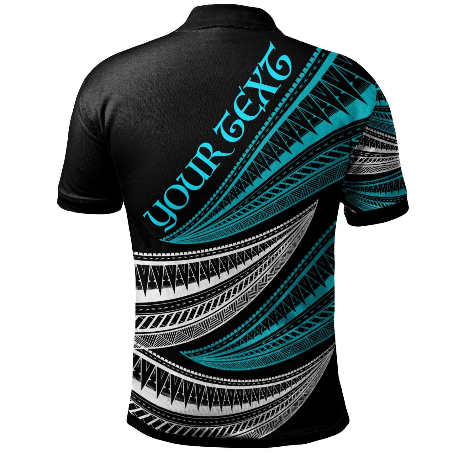 Hawaii Custom Personalised Polo Shirt - Wave Pattern Alternating Blue Color