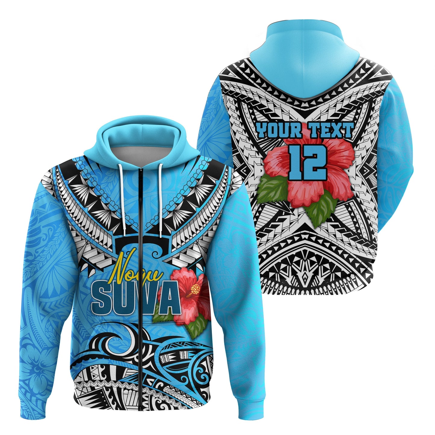 ( Personalised) Suva Rugby Zip Hoodie Polynesian Style