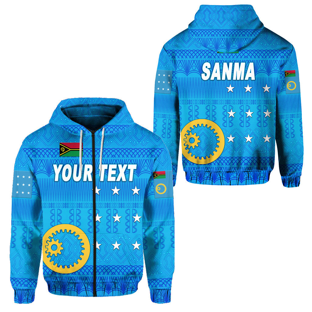 ( Personalised) Sanma Province Zip Hoodie Vanuatu Pattern Traditional Style